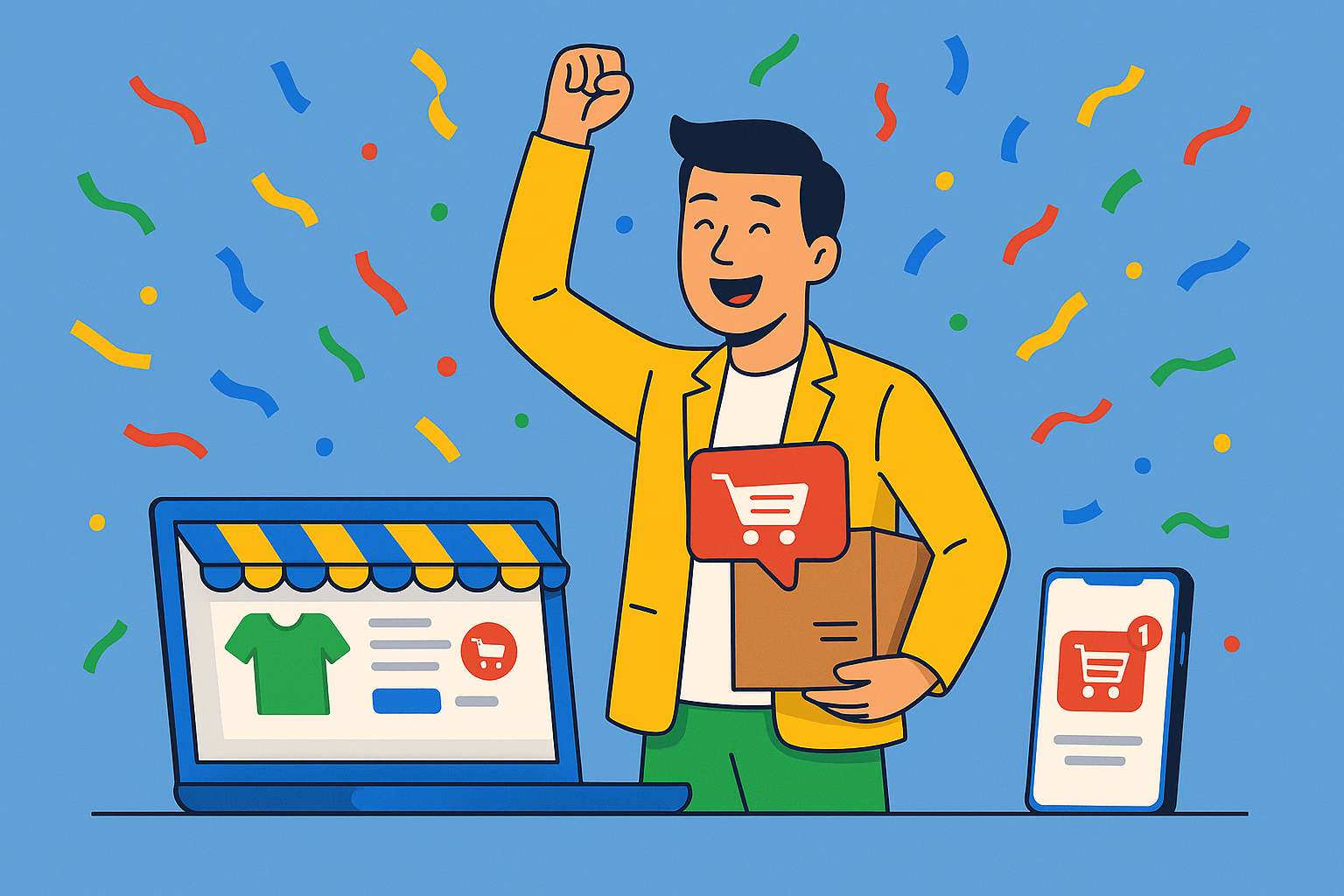 AI illustration: launch celebration